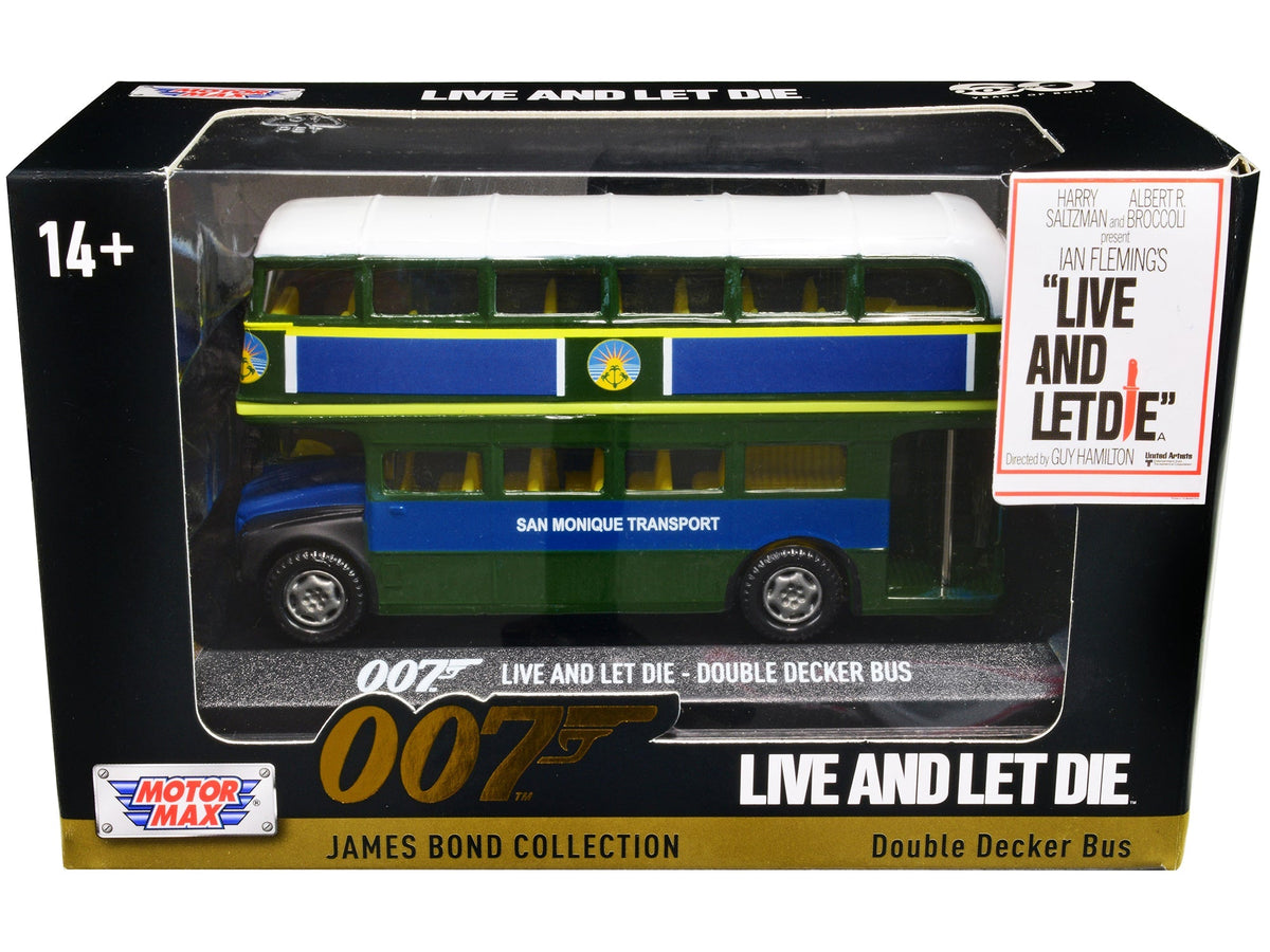 Double Decker Bus "San Monique Transport" James Bond 007 "Live and Let Die" (1973) Movie "James Bond Collection" Series Diecast Model Car by Motormax free shipping USA