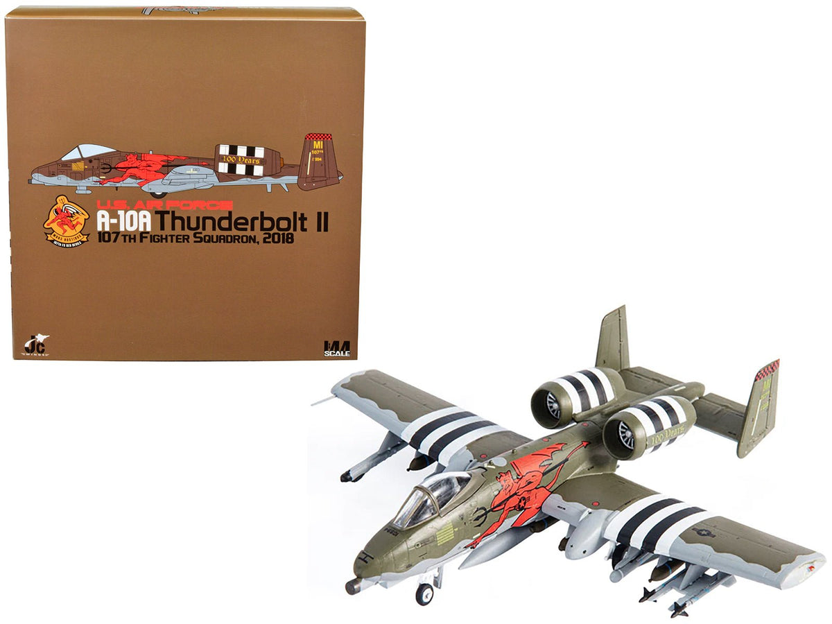 Fairchild Republic A-10A Thunderbolt II Aircraft "US Air Force 107th Fighter Squadron 100th Anniversary Edition" (2018) 1/144 Diecast Model by JC Wings free shipping USA