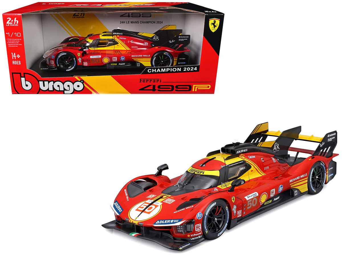 Ferrari 499P #50 Antonio Fuoco - Miguel Molina - Nicklas Nielsen "Ferrari AF Corse" Winner "24 Hours of Le Mans" (2024) "Racing" Series 1/18 Diecast Model Car by Bburago free shipping USA