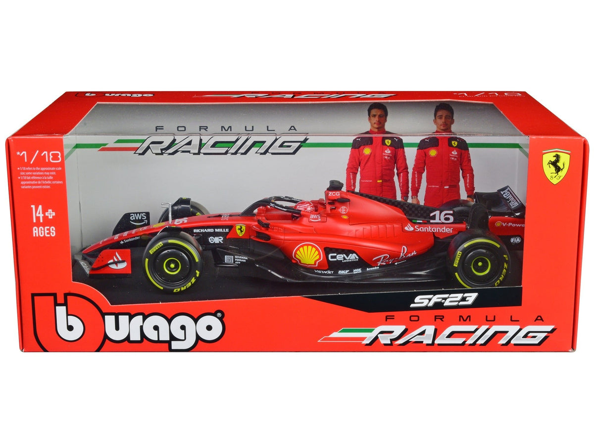 Ferrari SF-23 #16 Charles Leclerc Formula One F1 World Championship (2023) "Formula Racing" Series 1/18 Diecast Model Car by Bburago free shipping USA