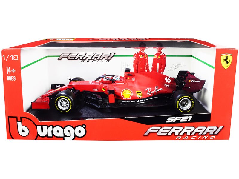 Ferrari SF21 #16 Charles Leclerc Formula One F1 Car "Ferrari Racing" Series 1/18 Diecast Model Car by Bburago free shipping USA