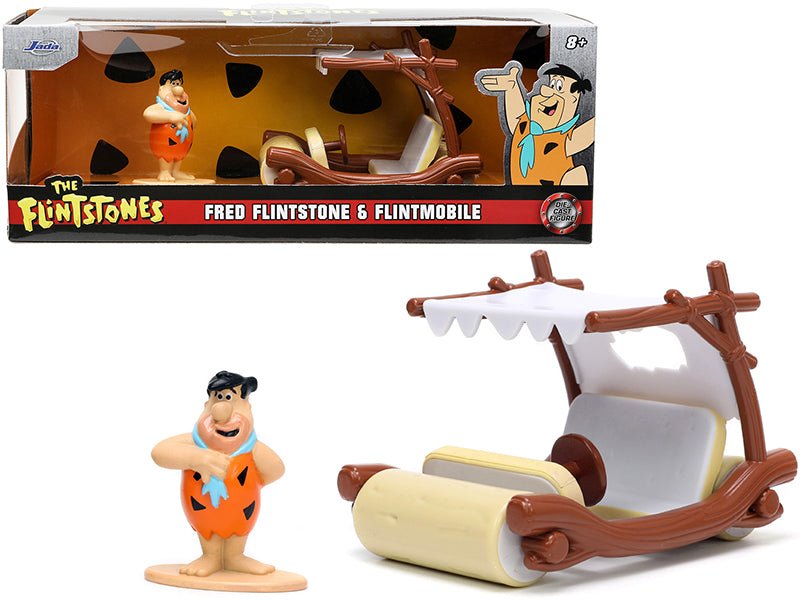 Flintmobile with Fred Flintstone Diecast Figurine "The Flintstones" "Hollywood Rides" Series 1/32 Diecast Model Car by Jada free shipping USA