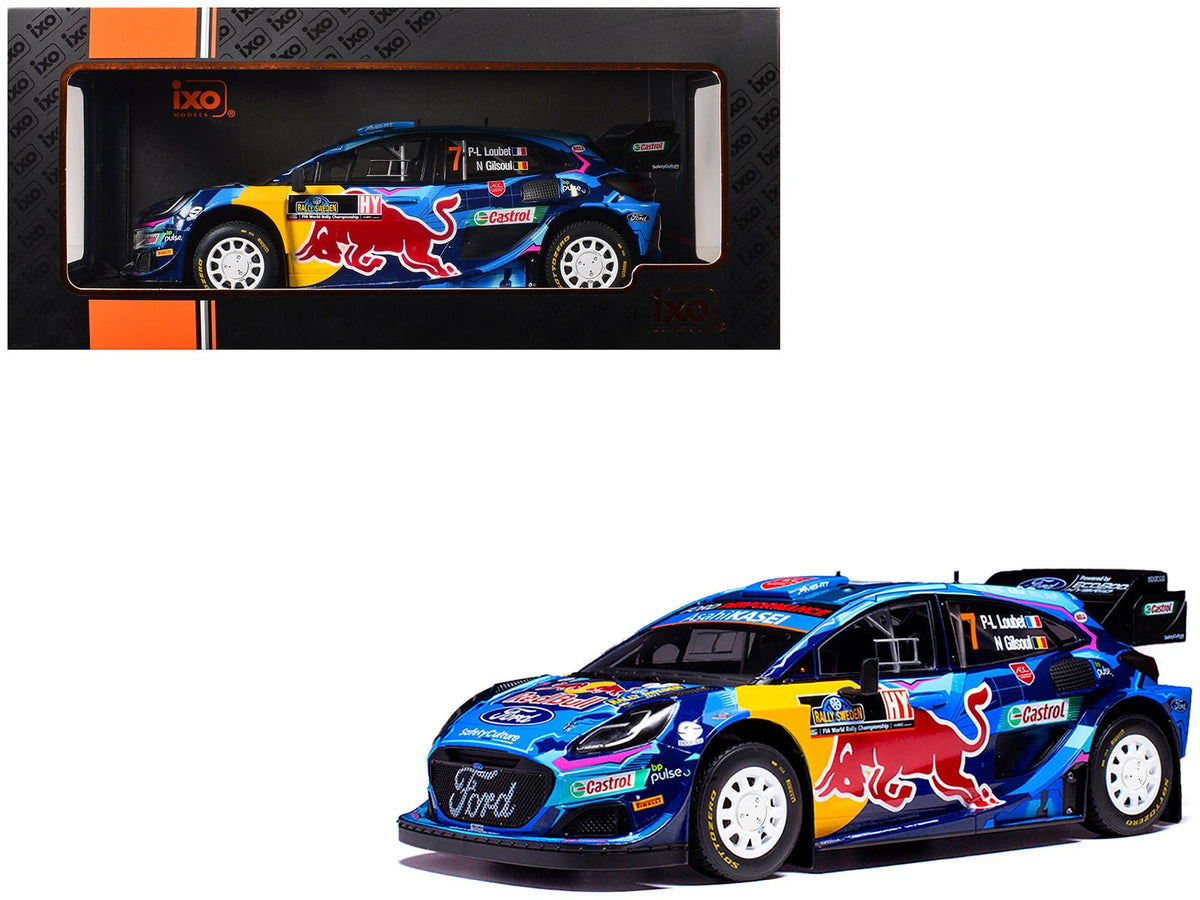 Ford Puma Rally1 #7 Pierre-Louis Loubet - Nicolas Gilsoul "Rally Sweden" (2023) 1/18 Diecast Model Car by IXO Models free shipping USA