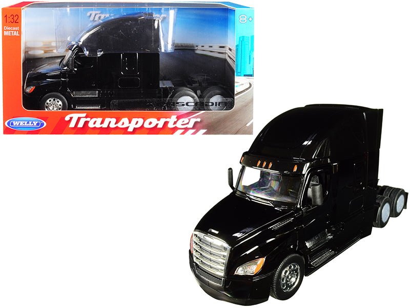 Freightliner Cascadia Truck Black "Transporter" 1/32 Diecast Model by Welly free shipping USA