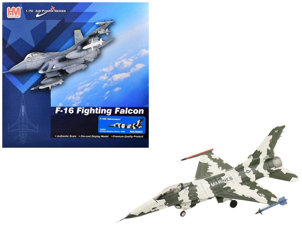 General Dynamics F-16N Fighting Falcon Fighter Aircraft "163269 U.S. Navy Fighter Weapons School" (1990s) United States Marine Corps "Air Power Series" 1/72 Diecast Model by Hobby Master free shipping USA