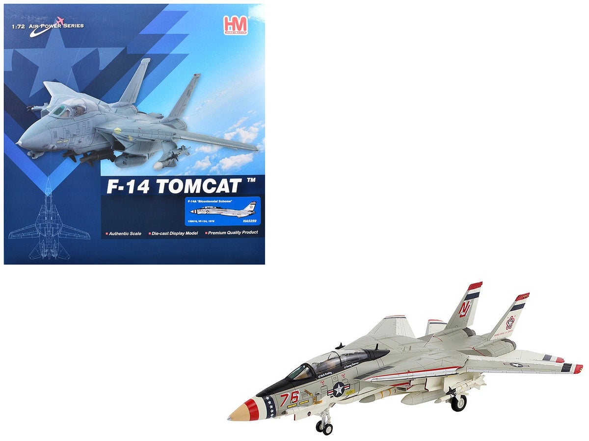 Grumman F-14A Tomcat Fighter Aircraft "Bicentennial Scheme VF-124" (1976) United States Navy "Air Power Series" 1/72 Diecast Model by Hobby Master free shipping USA