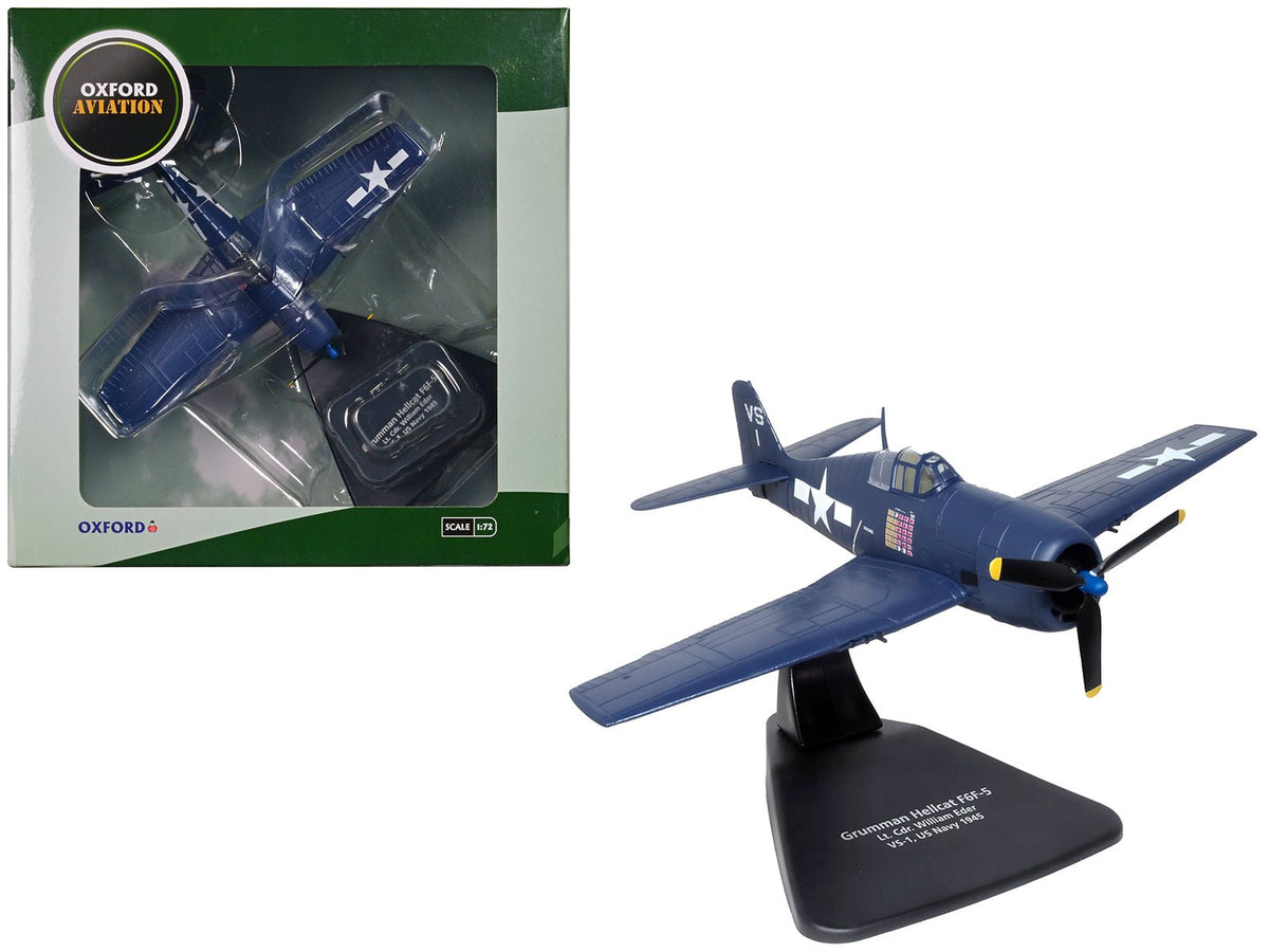 Grumman Hellcat F6F-5 Fighter Aircraft "Lt. Cdr. Willard E. Eder VS-1" (1945) United States Navy "Oxford Aviation" Series 1/72 Diecast Model Airplane by Oxford Diecast free shipping USA