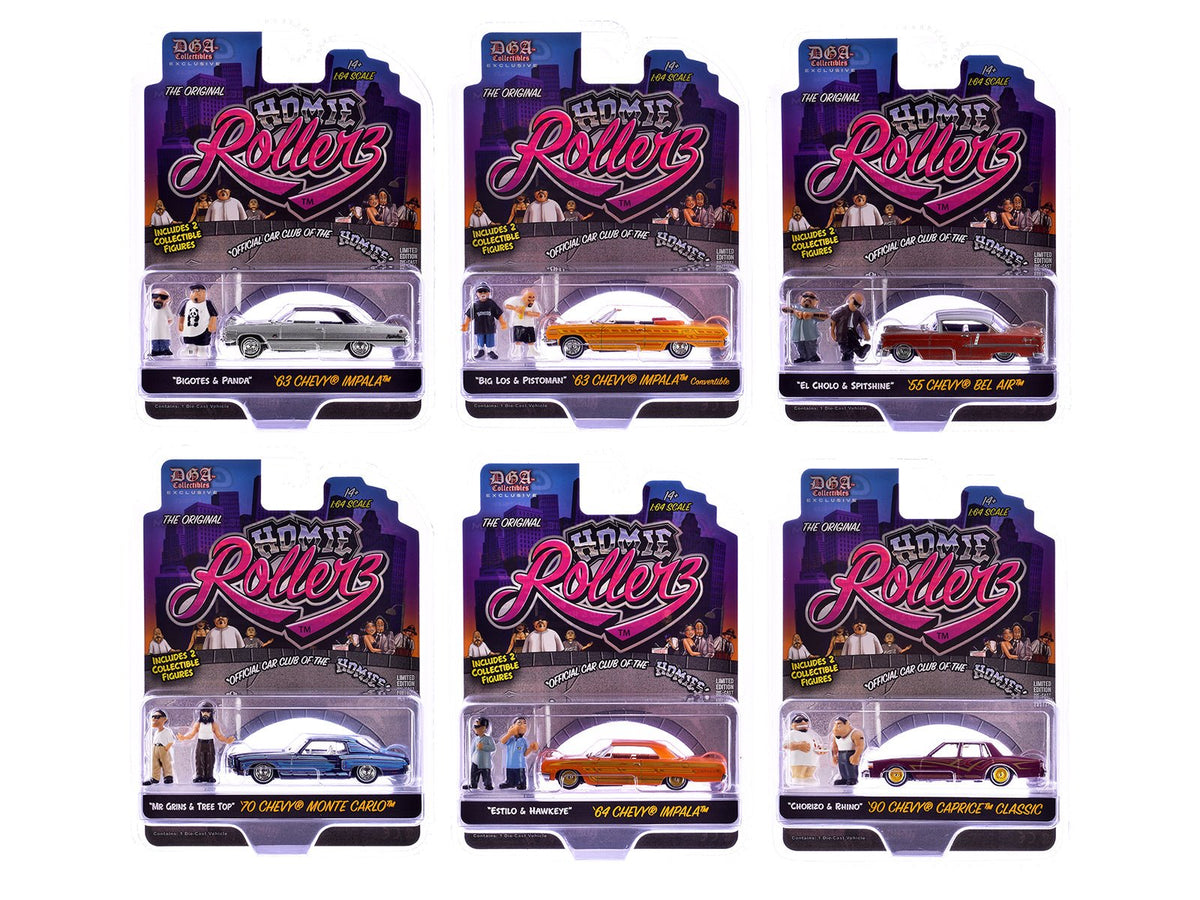 "Homie Rollerz" 2025 Series 1 Set of 6 Pieces Diecast Model Cars by Greenlight and DGA free shipping USA