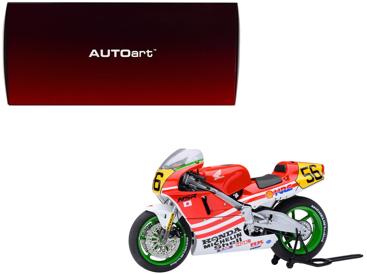 Honda NSR500 WGP500 Motorcycle #56 Red and White with Helmet "Baribari Legend" (1986) OVA 1/12 Model by Autoart free shipping USA