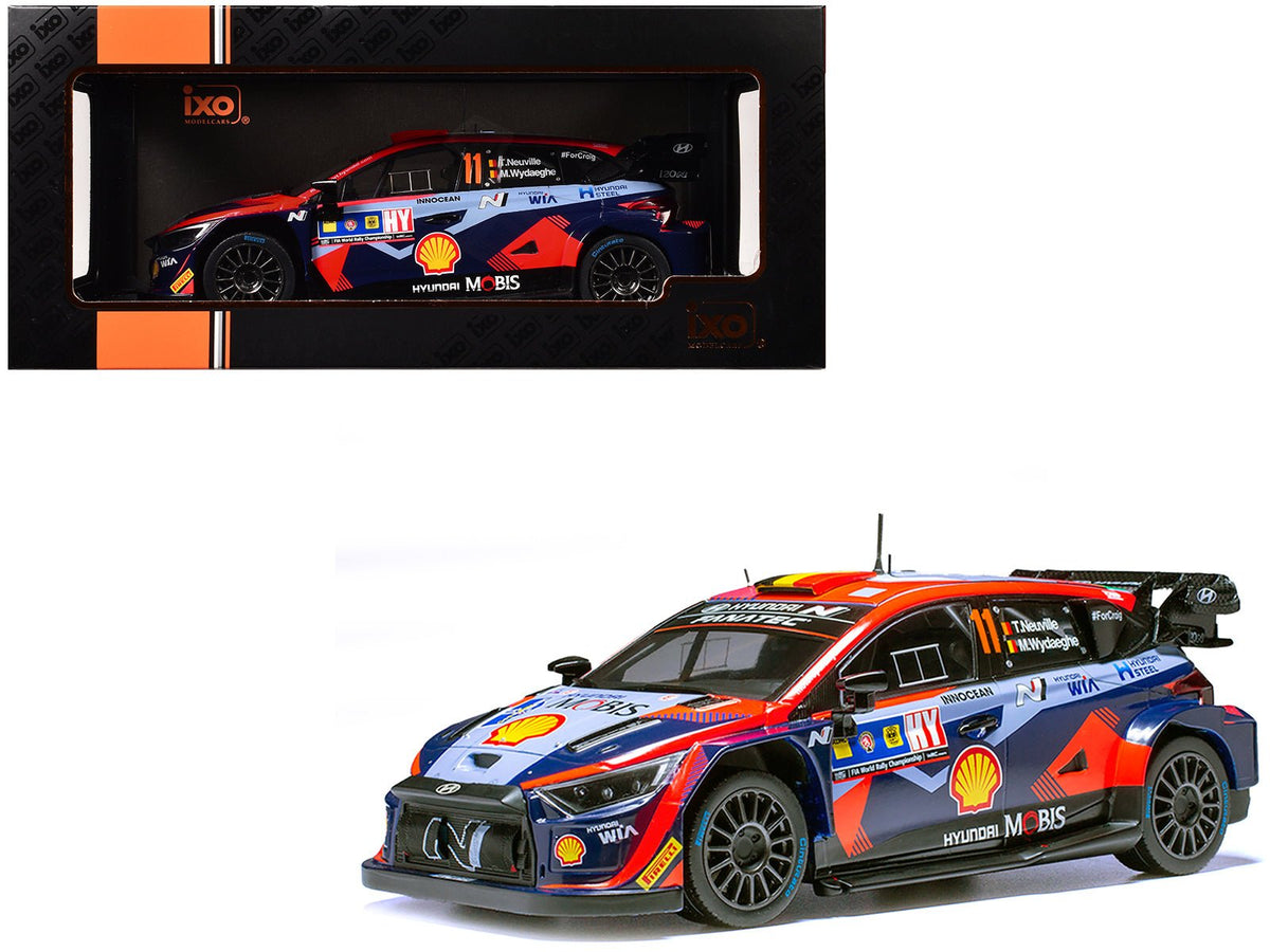Hyundai i20 N Rally1 #11 Thierry Neuville - Martijn Wydaeghe Winner "Central European Rally" (2023) 1/18 Diecast Model Car by IXO Models free shipping USA
