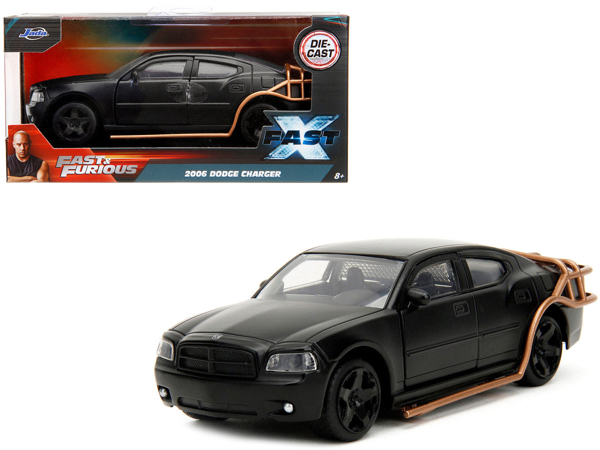 2006 Dodge Charger Matt Black with Outer Cage "Fast & Furious" Series 1/32 Diecast Model Car by Jada free shipping USA