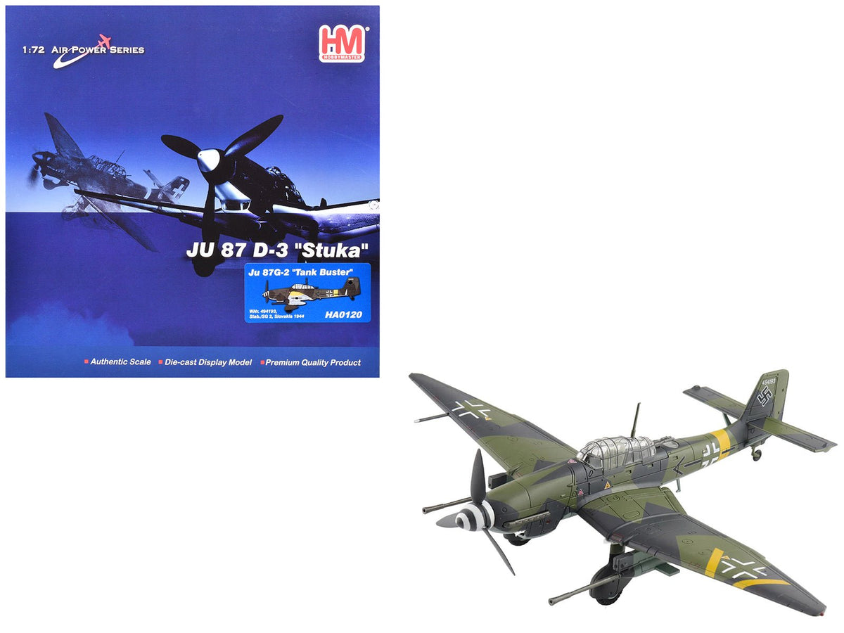 Junkers Ju 87G-2 Stuka Aircraft "WNr. 494193 Tank Buster Stab. SG 2 Slovakia" (1944) German Luftwaffe "Air Power Series" 1/72 Diecast Model by Hobby Master free shipping USA