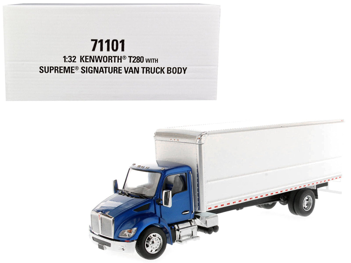 Kenworth T280 with Supreme Signature Van Truck Body Blue and White "Transport Series" 1/32 Diecast Model by Diecast Masters free shipping USA
