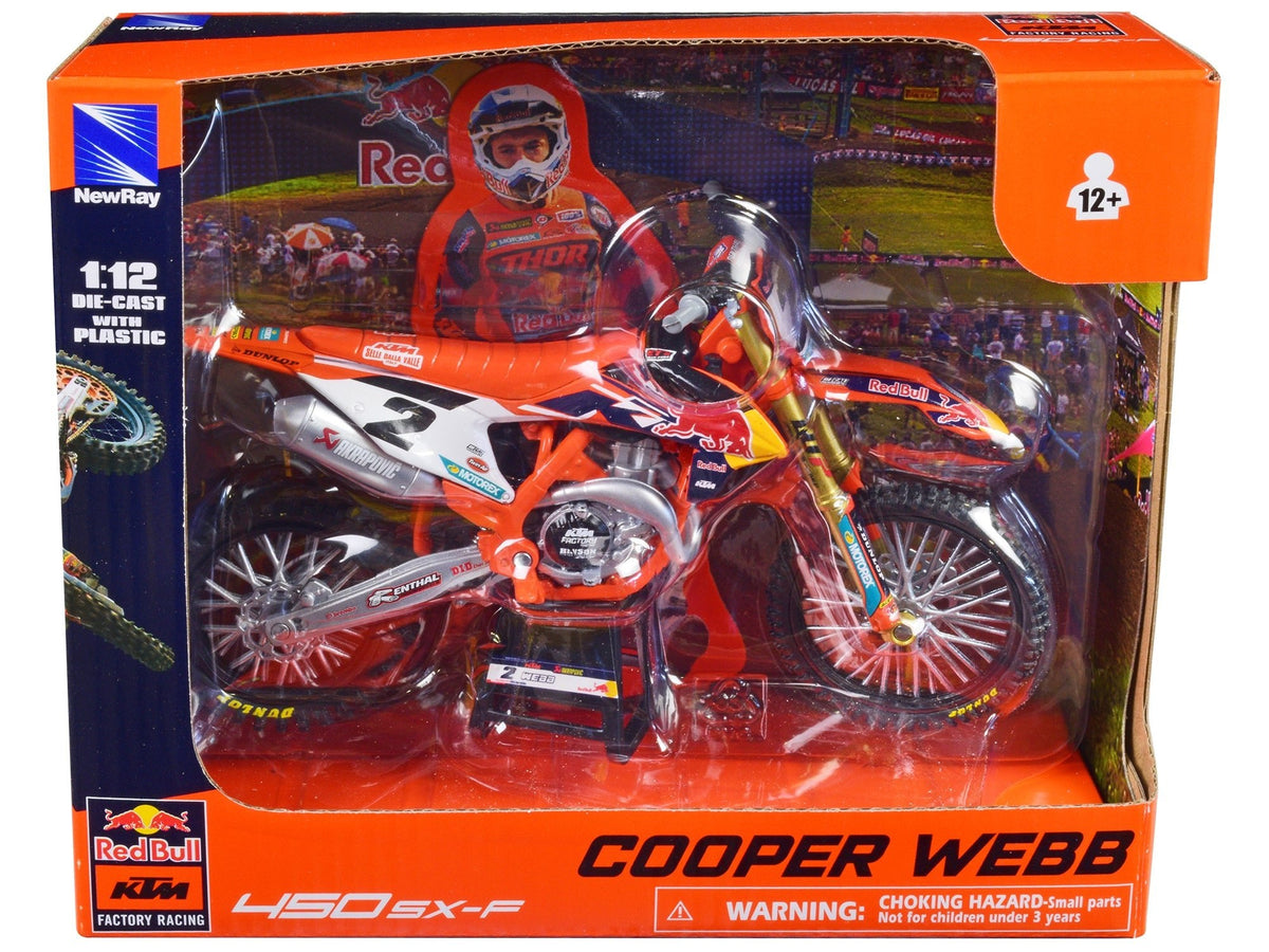 KTM 450 SX-F Motorcycle #2 Cooper Webb "Red Bull KTM Factory Racing" 1/12 Diecast Model by New Ray free shipping USA