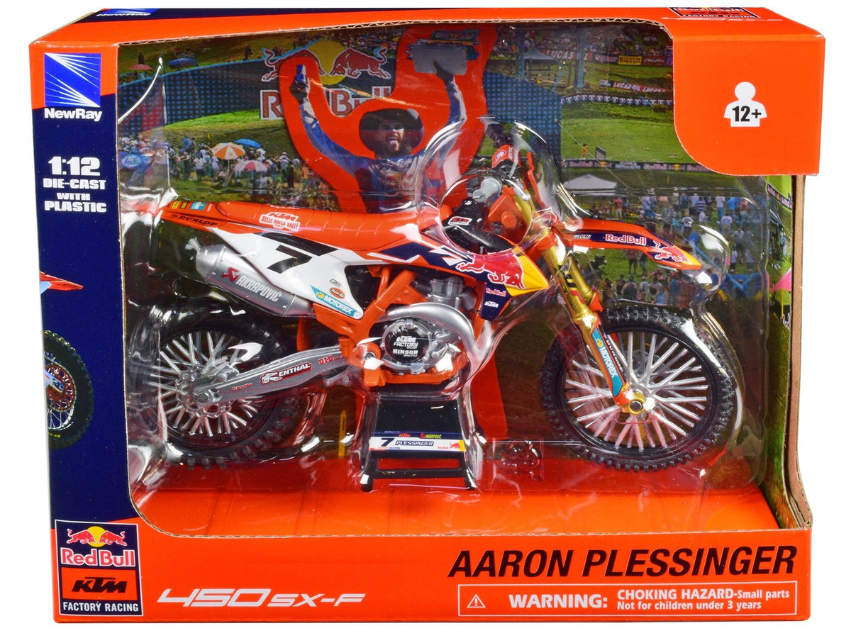 KTM 450 SX-F Motorcycle #7 Aaron Plessinger "Red Bull KTM Factory Racing" 1/12 Diecast Model by New Ray free shipping USA