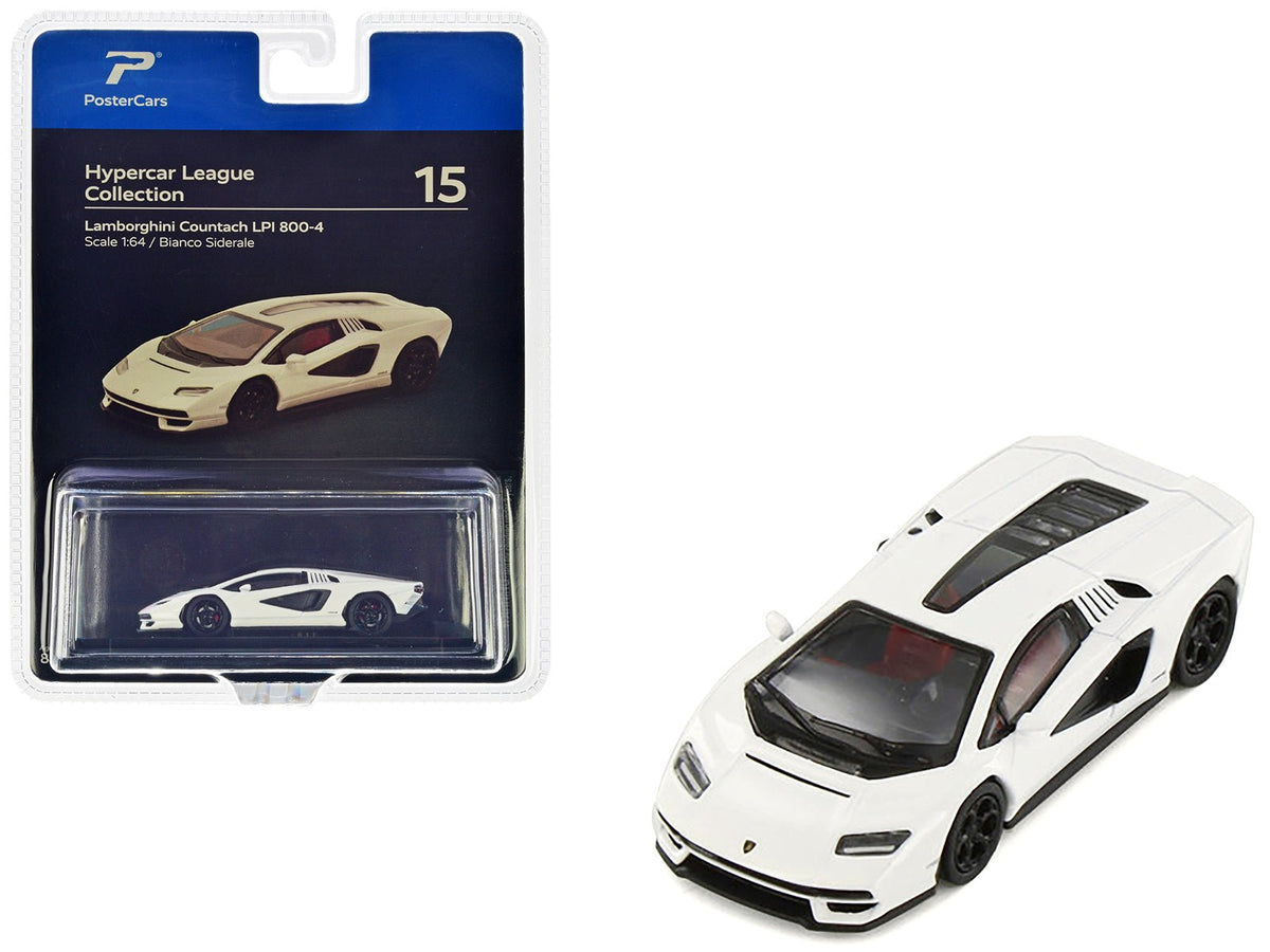 Lamborghini Countach LPI 800-4 Bianco Siderale White "Hypercar League Collection" 1/64 Diecast Model Car by PosterCars free shipping USA