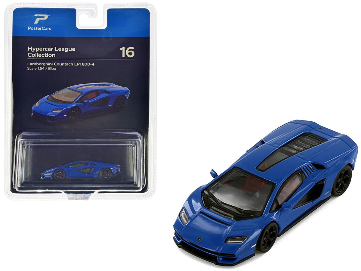 Lamborghini Countach LPI 800-4 Blue "Hypercar League Collection" 1/64 Diecast Model Car by PosterCars free shipping USA