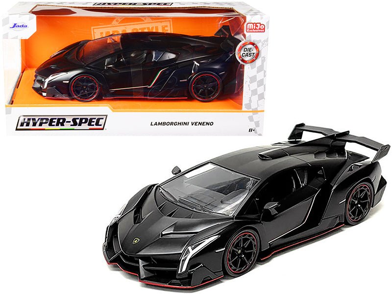 Lamborghini Veneno Matt Black "Hyper-Spec" Series 1/24 Diecast Model Car by Jada free shipping USA