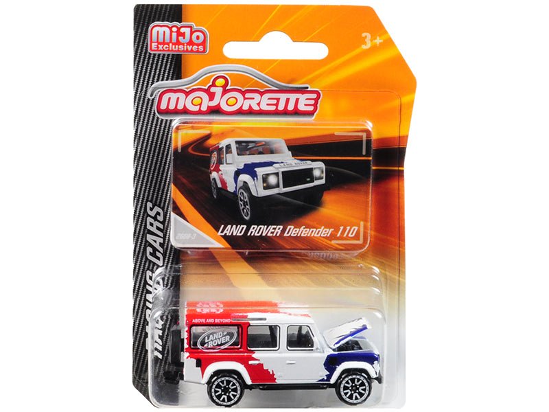 Land Rover Defender 110 White/Red/Blue "Above and Beyond" "Racing Cars" 1/60 Diecast Model Car by Majorette free shipping USA