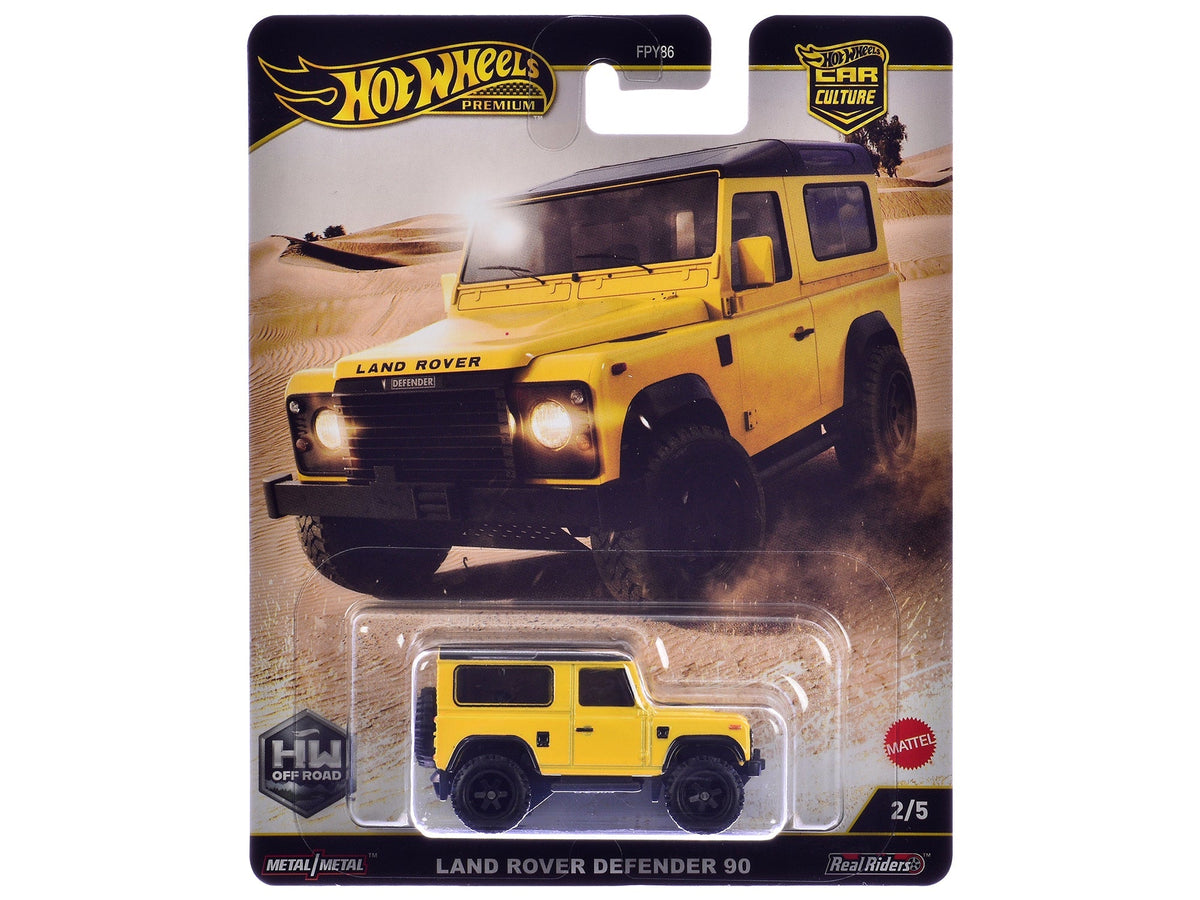 Land Rover Defender 90 Yellow with Black Top "HW Off Road" Series Diecast Model Car by Hot Wheels free shipping USA