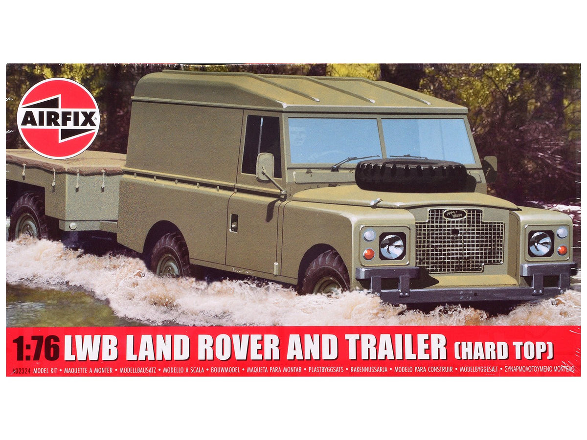 Level 2 Model Kit Land Rover LWB (Hard Top) Truck and Trailer with 2 Scheme Options 1/76 Scale Plastic Model Kit by Airfix free shipping USA