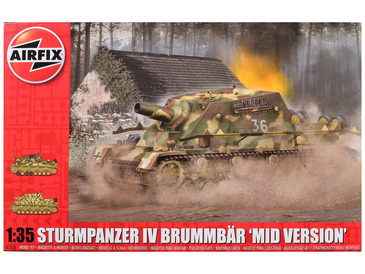 Level 3 Model Kit Sturmpanzer IV Brummbar "Mid Version" Tank with 2 Scheme Options 1/35 Plastic Model Kit by Airfix free shipping USA