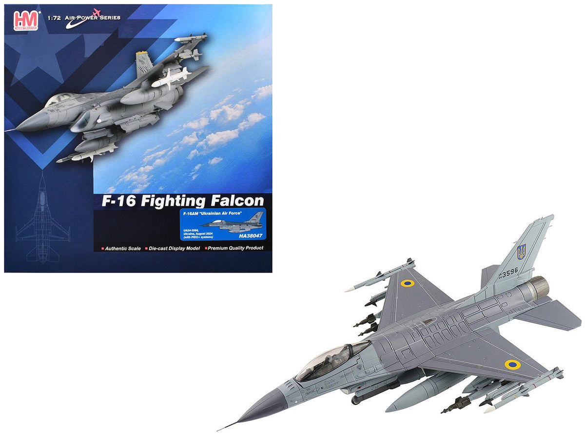 Lockheed F-16AM Fighting Falcon Fighter Aircraft "UA24-3596 Pylon Integrated Dispenser System Plus" (2024) Ukrainian Air Force "Air Power Series" 1/72 Diecast Model by Hobby Master free shipping USA
