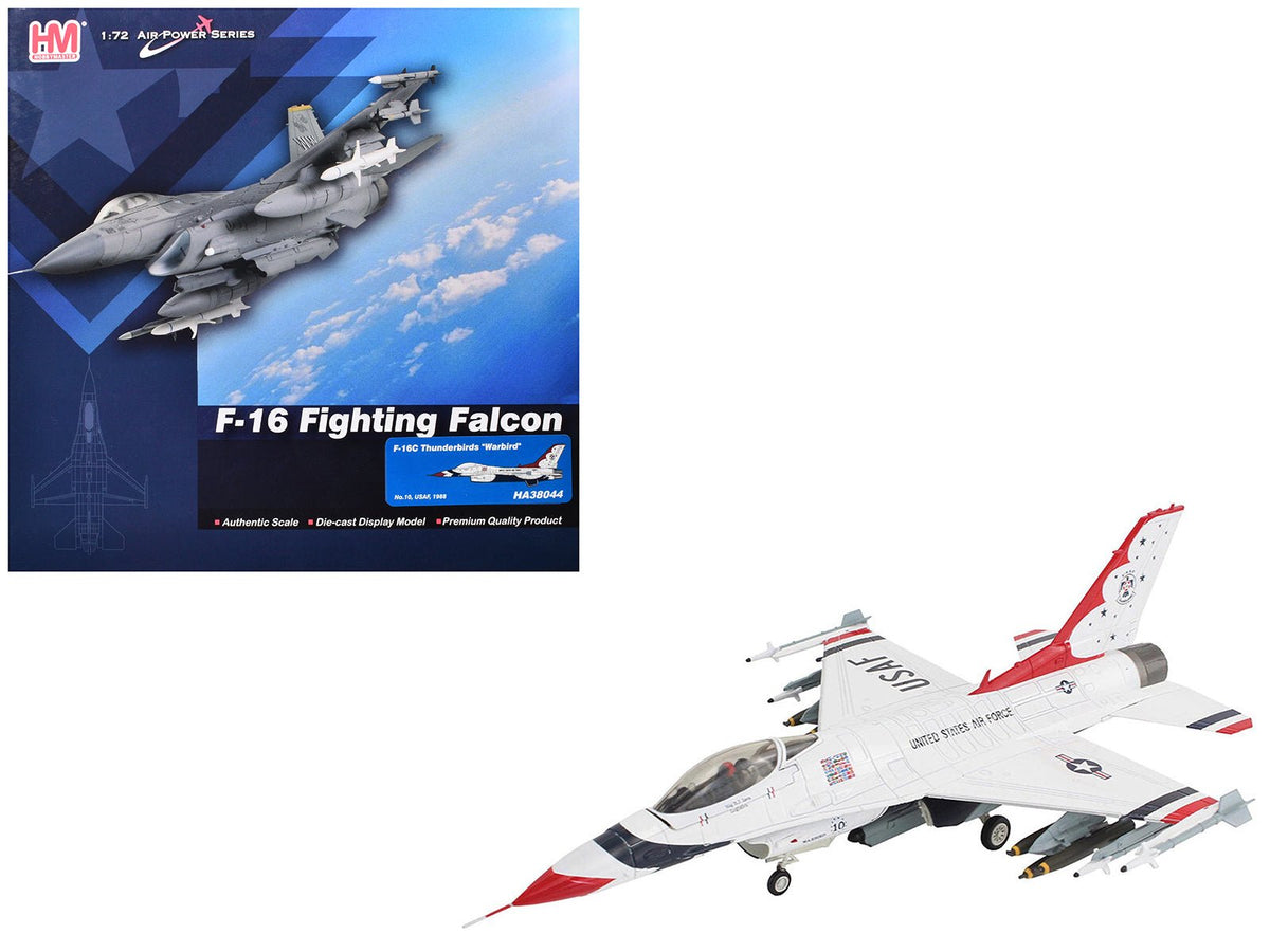 Lockheed F-16C Fighting Falcon Fighter Aircraft "No.10 Thunderbirds Warbird" United States Air Force "Air Power Series" 1/72 Diecast Model by Hobby Master free shipping USA