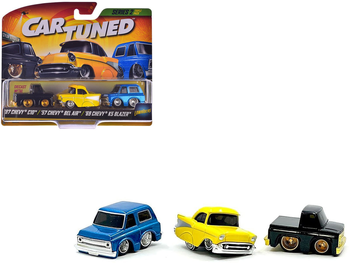 "Lowriders" Series 2 Chevrolet Triple Pack Set of 3 Cars Diecast Model Cars by CarTuned free shipping USA