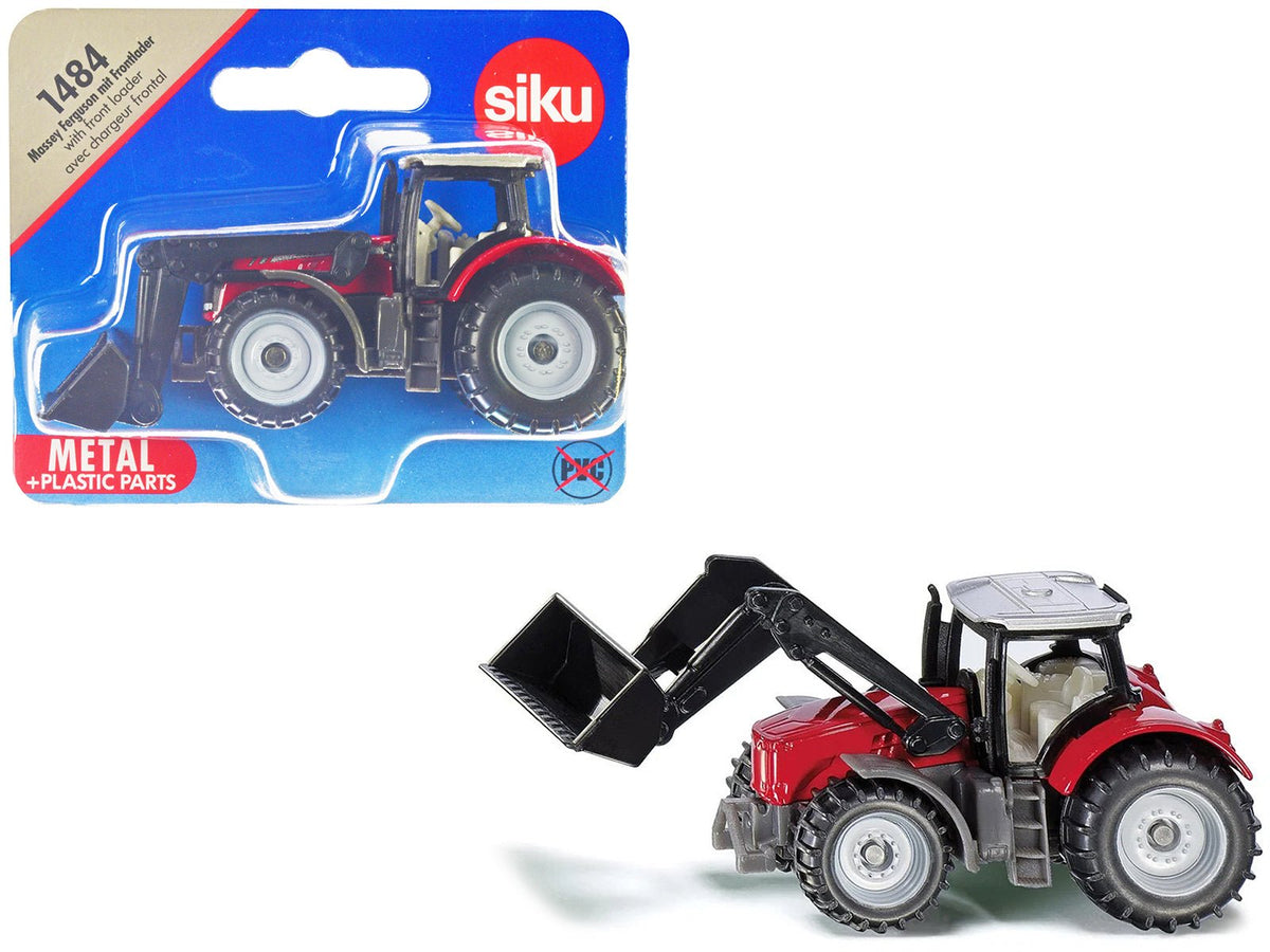 Massey Ferguson Tractor with Front Loader Red with Silver Top Diecast Model by Siku free shipping USA
