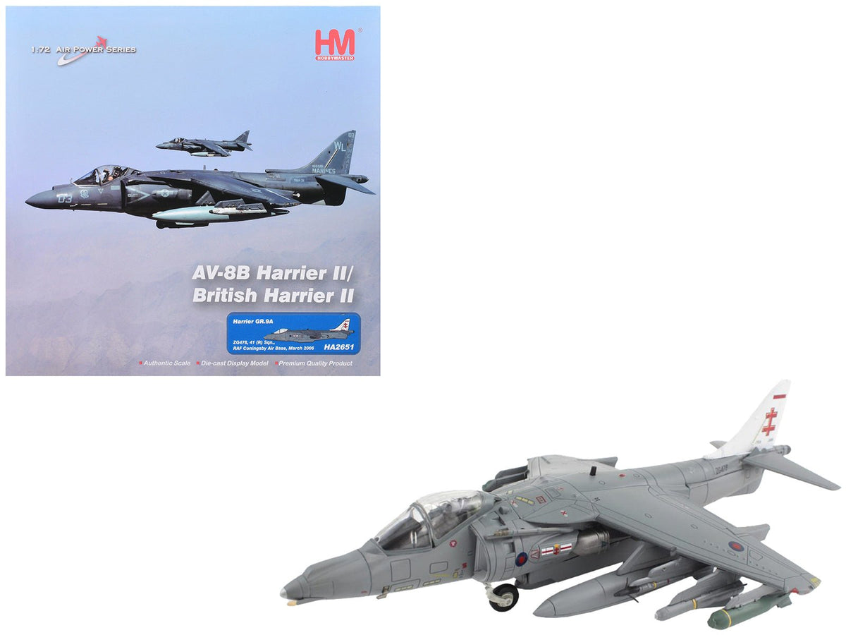 McDonnell Douglas AV-8B/British Harrier II GR.9A Aircraft "41 (R) Squadron RAF Coningsby Air Base" (2006) Royal Air Force "Air Power Series" 1/72 Diecast Model by Hobby Master free shipping USA