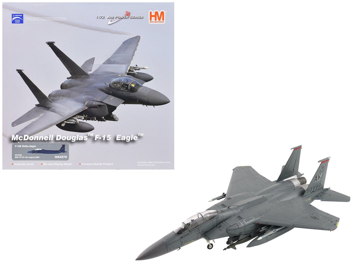 McDonnell Douglas F-15E Strike Eagle Fighter Aircraft "88-0705 90th Fighter Squadron Commanding Officer's Jet" (2005) United States Air Force "Air Power Series" 1/72 Diecast Model by Hobby Master free shipping USA