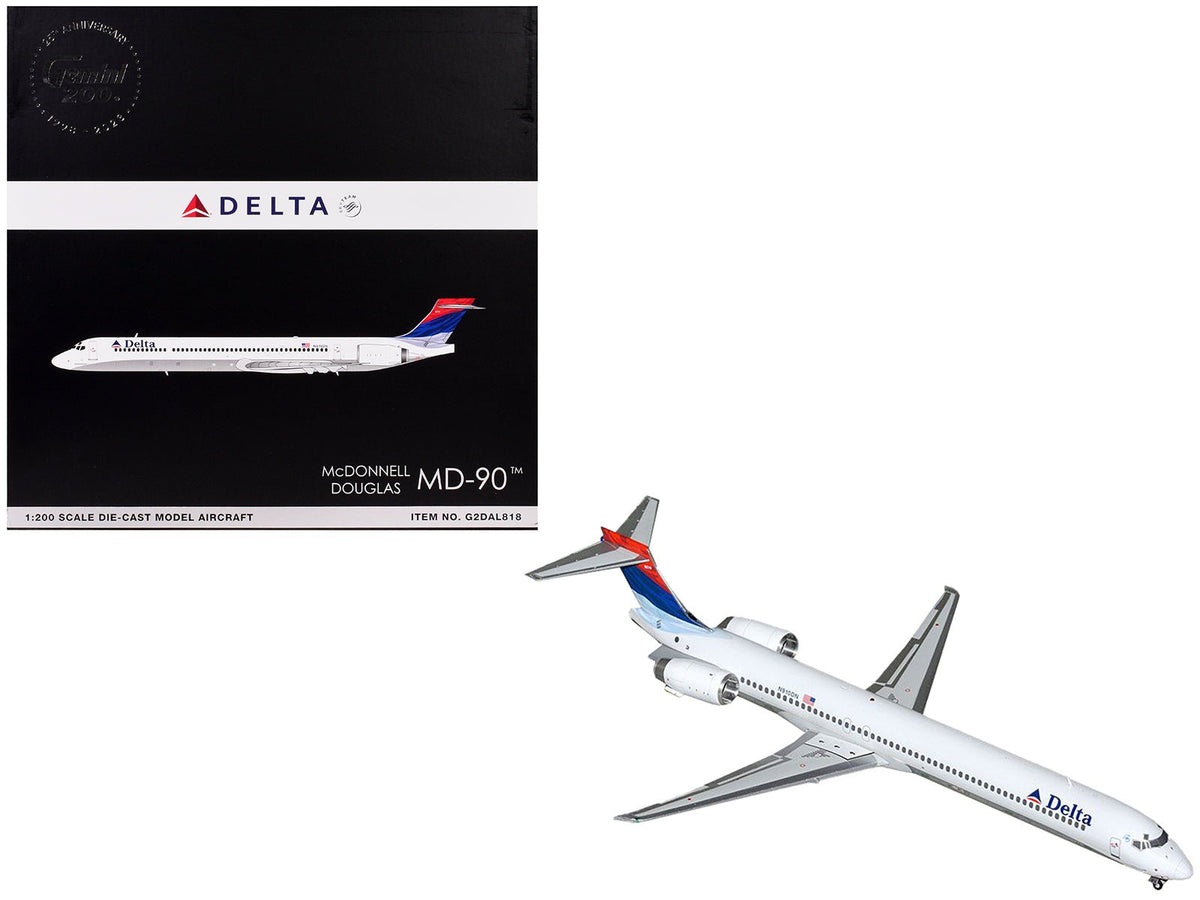 McDonnell Douglas MD-90 Commercial Aircraft "Delta Air Lines" (N910DN) White with Blue and Red Tail "Gemini 200" Series 1/200 Diecast Model Airplane by GeminiJets free shipping USA