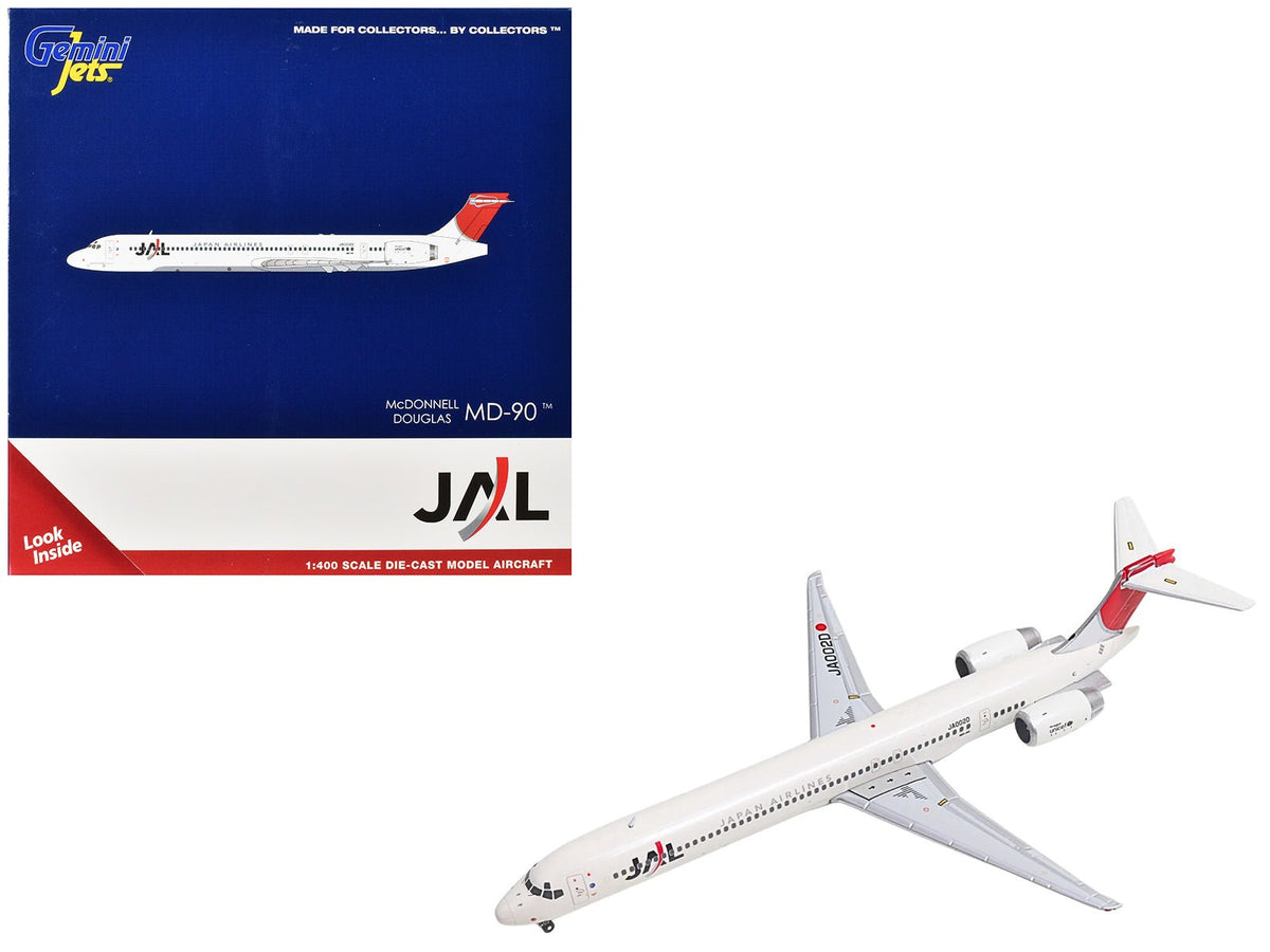 McDonnell Douglas MD-90 Commercial Aircraft "Japan Airines" (JA002D) White with Red Tail 1/400 Diecast Model Airplane by GeminiJets free shipping USA