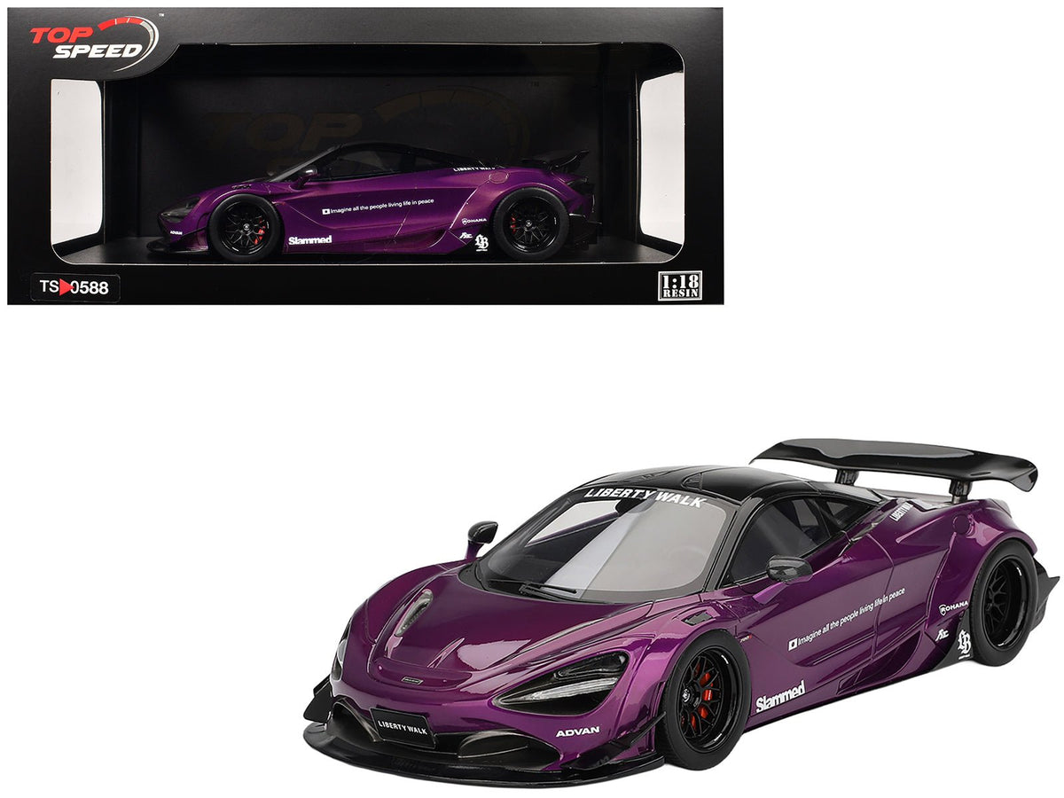 McLaren 720S "LB-Works" Purple Metallic with Black Top 1/18 Model Car by Top Speed free shipping USA