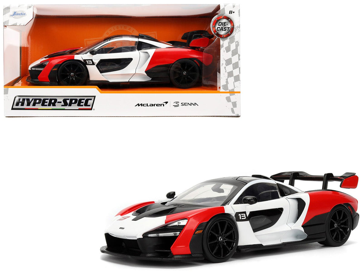 McLaren Senna Red and White with Carbon Hood and Top "HyperSpec" Series 1/24 Diecast Model Car by Jada free shipping USA