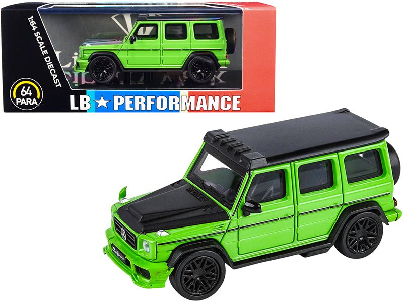 Mercedes-AMG G 63 LBWK Alien Green and Matt Black "LB Performance" 1/64 Diecast Model Car by Paragon free shipping USA