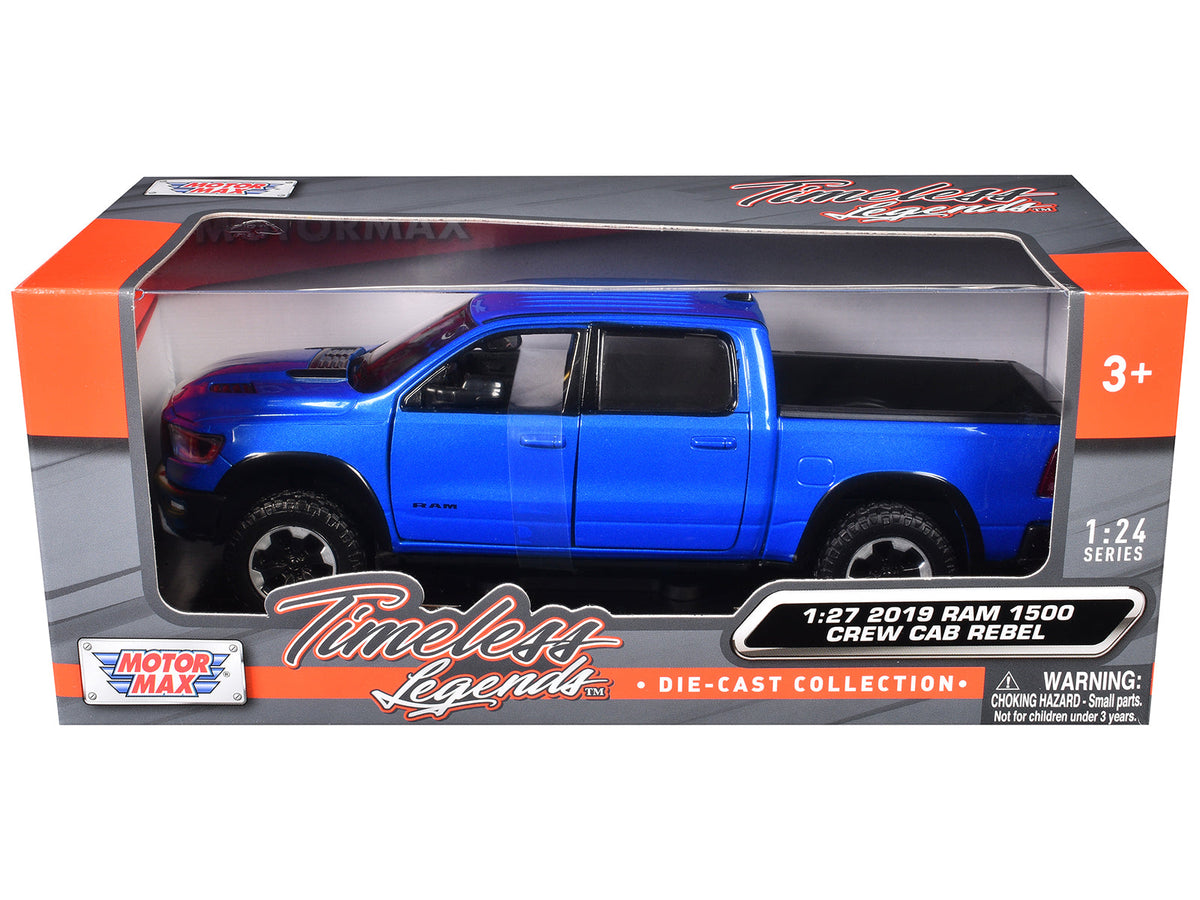 2019 RAM Rebel 1500 Crew Cab Pickup Truck Blue Metallic "American Classics" Series 1/24-1/27 Diecast Model Car by Motormax free shipping USA