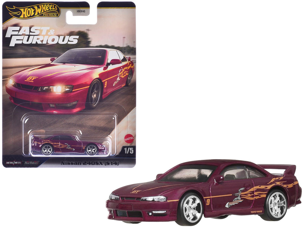 Nissan 240SX (S14) RHD (Right Hand Drive) Maroon with Graphics "The Fast and the Furious" (2001) Movie "Fast & Furious" Series Diecast Model Car by Hot Wheels free shipping USA