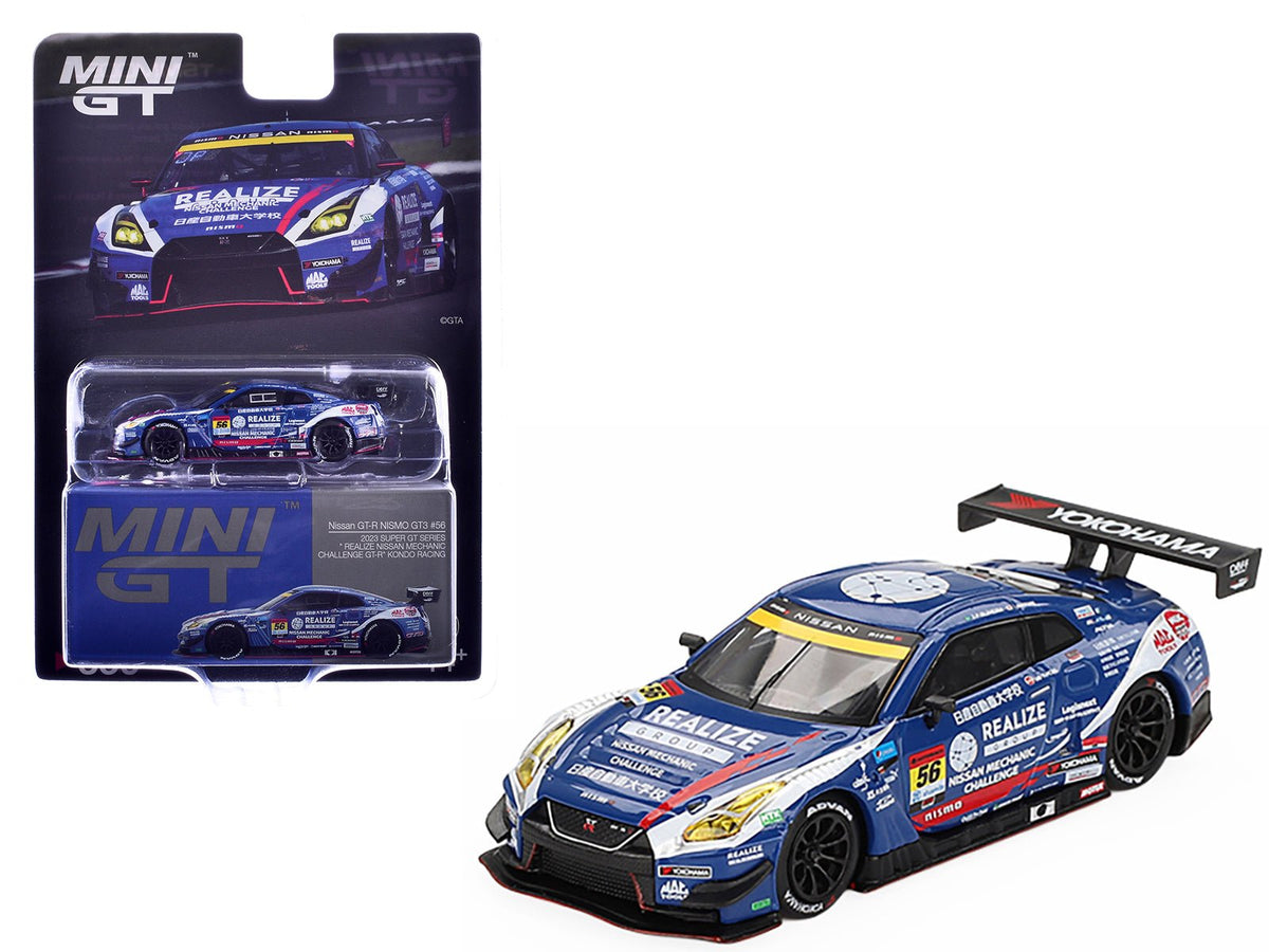 Nissan GT-R NISMO GT3 #56 Joao Paulo de Oliveira - Teppei Natori "REALIZE Nissan Mechanic Challenge GT-R" "Super GT Series" (2023) Limited Edition 1/64 Diecast Model Car by Mini GT free shipping USA
