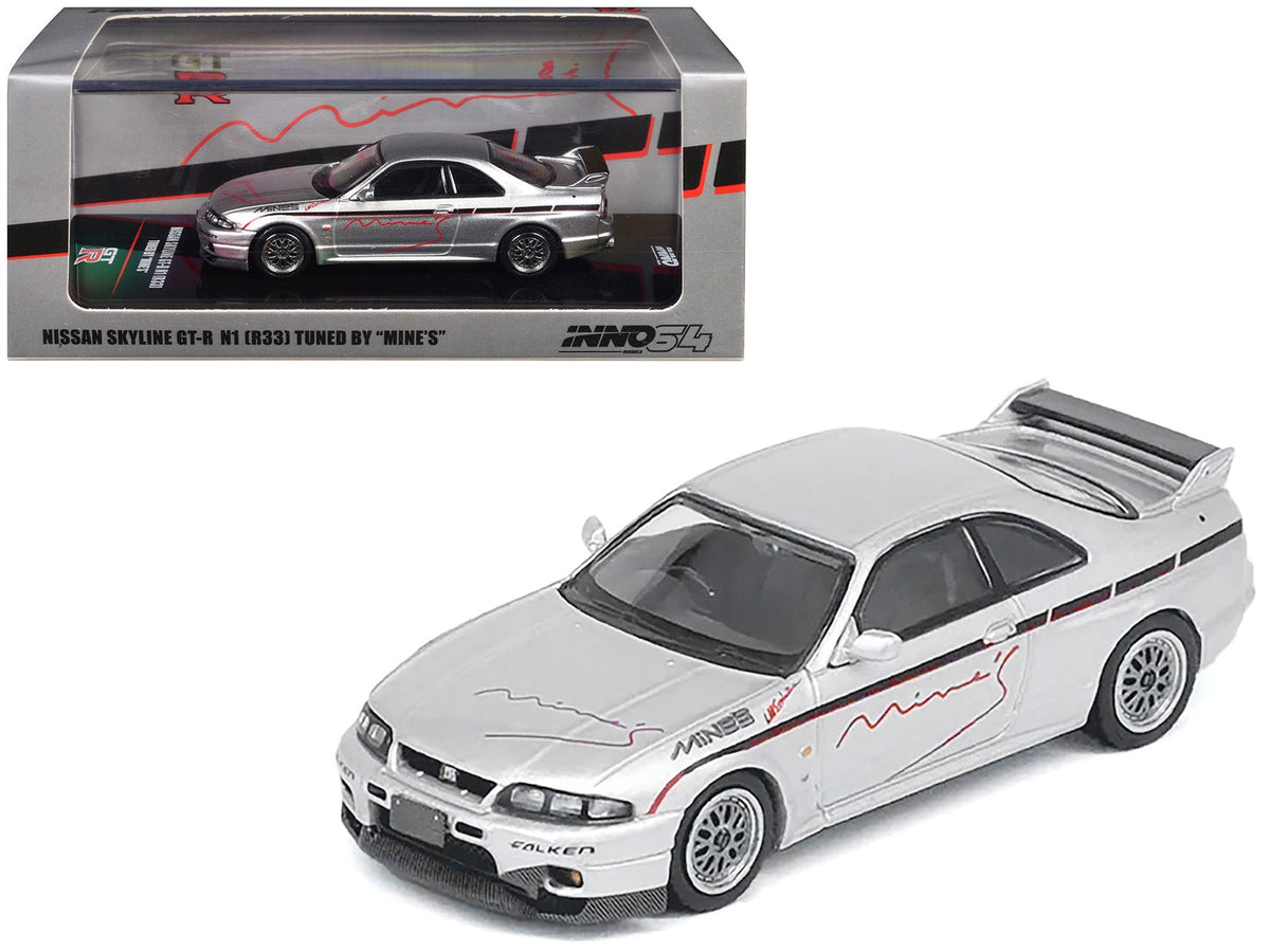 Nissan Skyline GT-R N1 (R33) RHD (Right Hand Drive) "Tuned by Mine's" Silver 1/64 Diecast Model Car by Inno Models free shipping USA