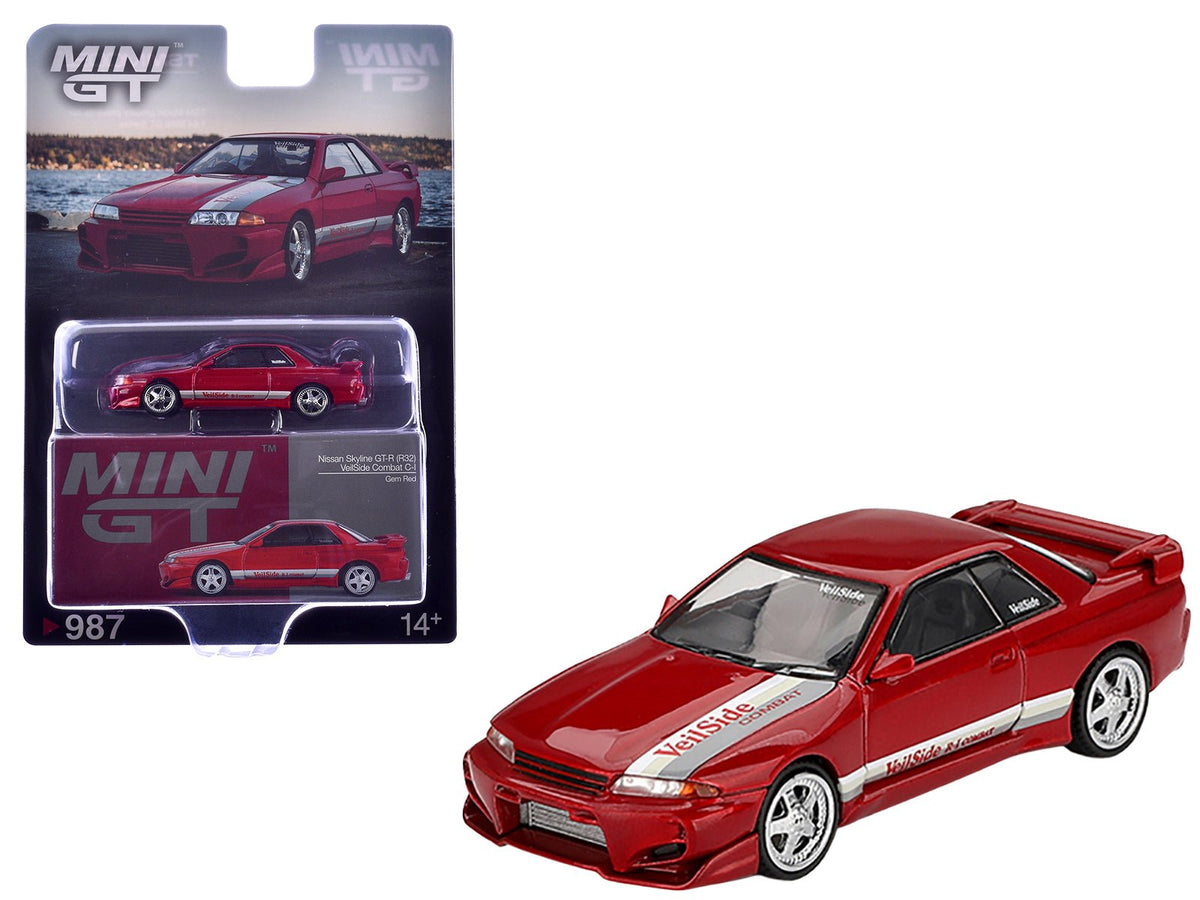 Nissan Skyline GT-R (R32) RHD (Right Hand Drive) "Veilside Combat C-I" Gem Red Metallic Limited Edition 1/64 Diecast Model Car by Mini GT free shipping USA