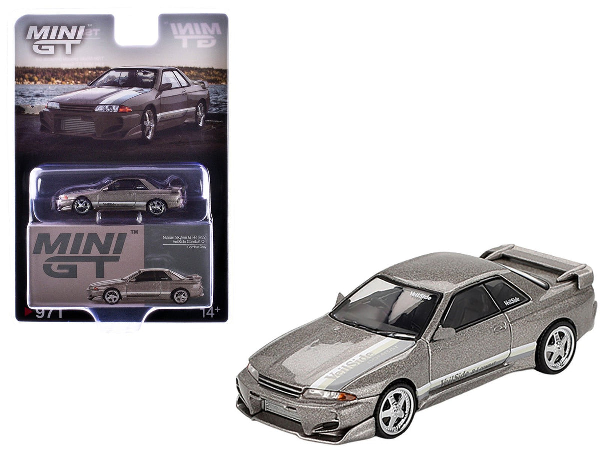 Nissan Skyline GT-R (R32) RHD (Right Hand Drive) "Veilside Combat C-I" Gray Metallic Limited Edition 1/64 Diecast Model Car by Mini GT free shipping USA