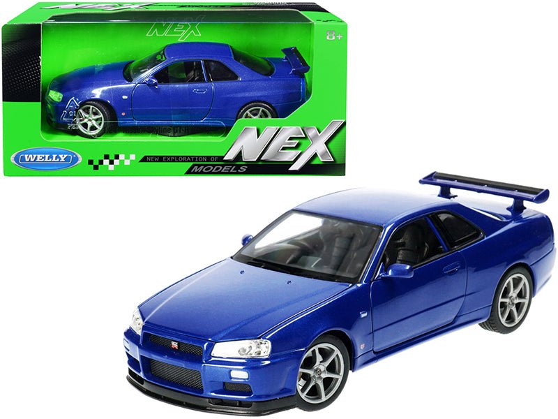 Nissan Skyline GT-R (R34) RHD (Right Hand Drive) Blue Metallic "NEX Models" 1/24 Diecast Model Car by Welly free shipping USA