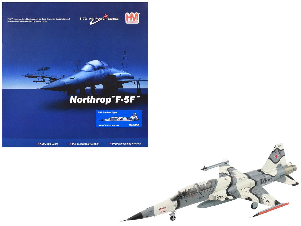 Northrop F-5F Tiger II Aircraft "810834 Franken Tiger VFC-111 Sundowners" (2023) United States Navy "Air Power Series" 1/72 Diecast Model by Hobby Master free shipping USA
