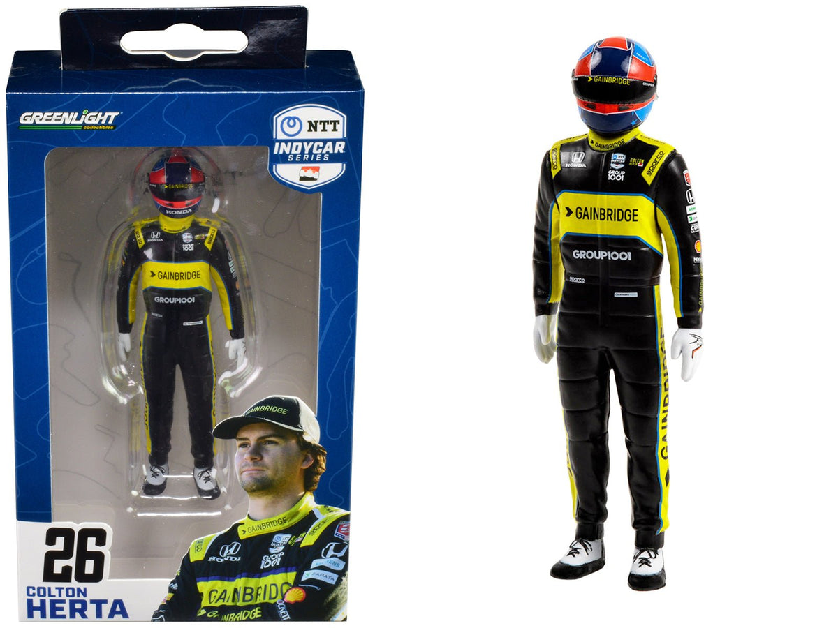 "NTT IndyCar Series" #26 Colton Herta Driver Figure "Gainbridge - Andretti Autosport" for 1/18 Scale Models by Greenlight free shipping USA