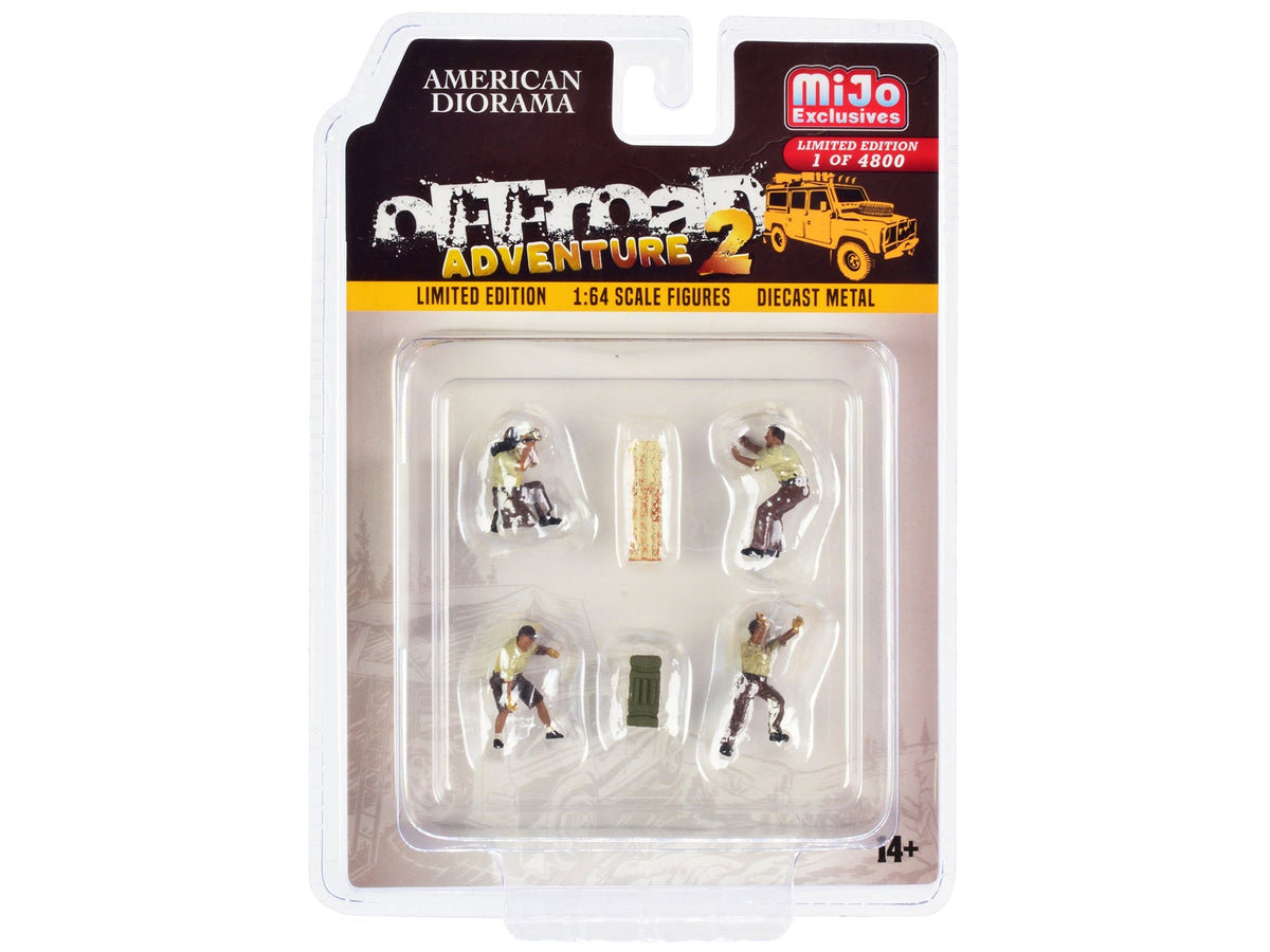 "Off-Road Adventure 2" 6 piece Diecast Set (4 Male Figurines and 2 Accessories) Limited Edition to 4800 pieces Worldwide for 1/64 Scale Models by American Diorama free shipping USA