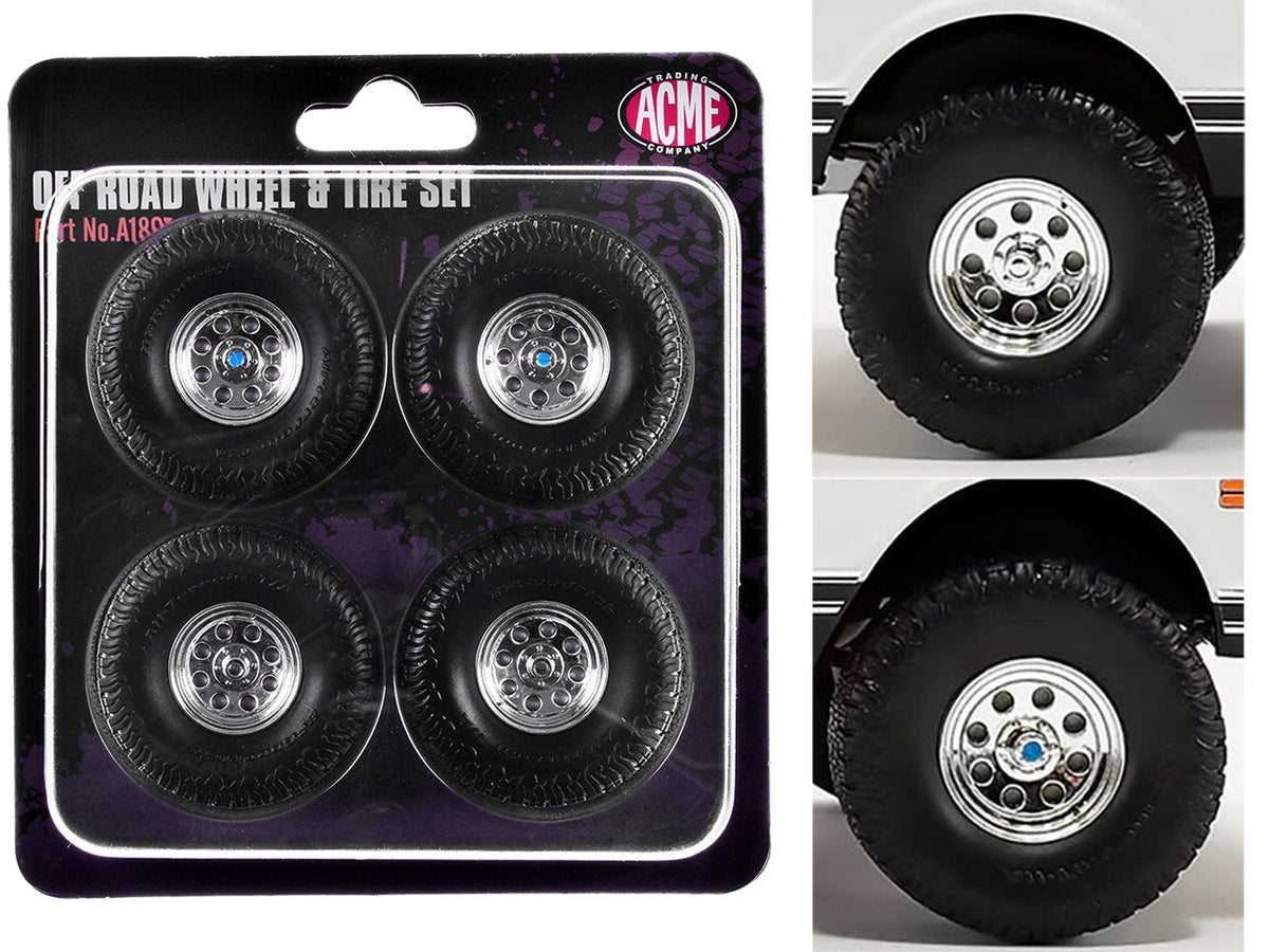 "Offroad" 35" Mag Wheel and Tire Set of 4 pieces from 1971 Chevrolet K5 Blazer for 1/18 Scale Models by ACME free shipping USA