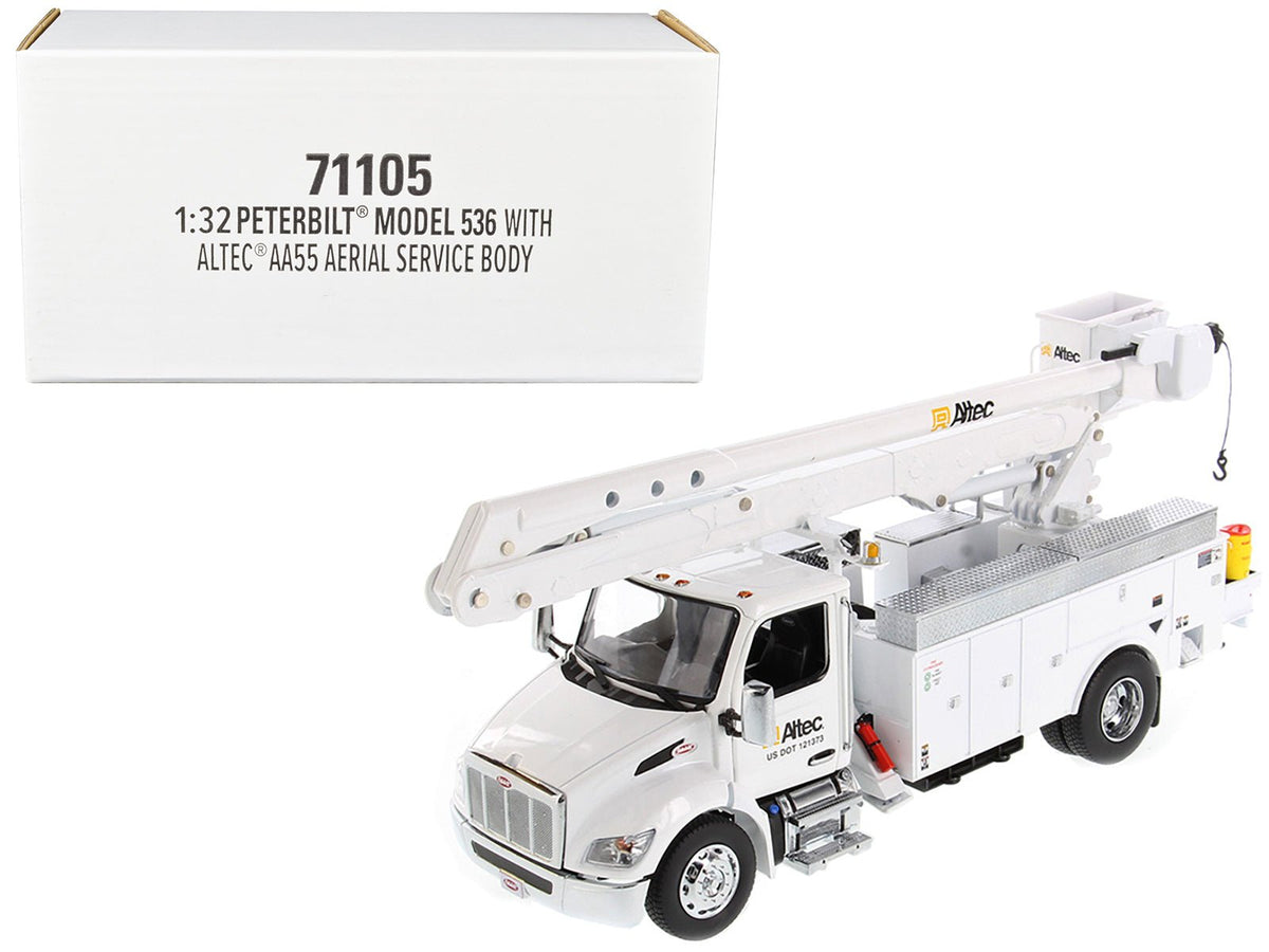 Peterbilt 536 Truck with Altec AA55 Aerial Service Body White "Transport Series" 1/32 Diecast Model by Diecast Masters free shipping USA