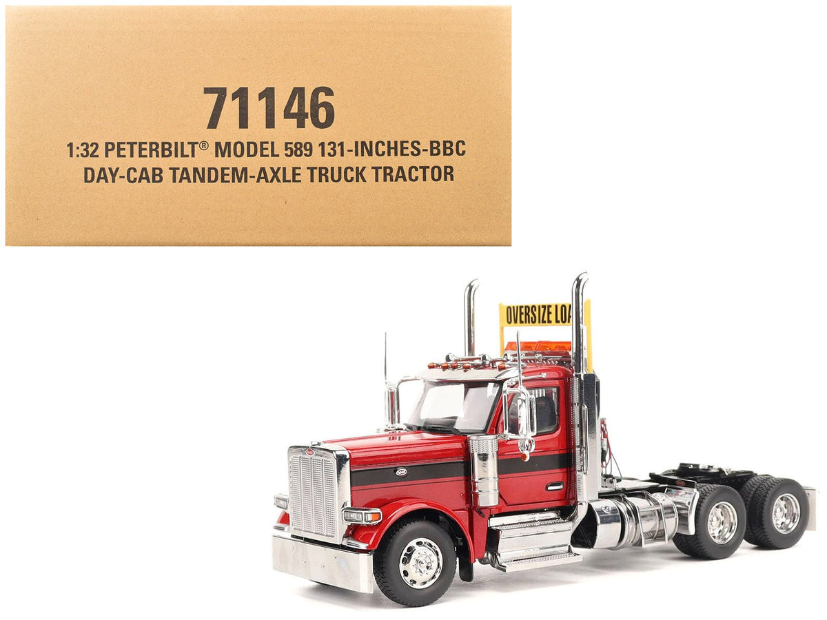 Peterbilt 589 Tandem-Axle Truck Tractor with Day Cab Legendary Red "Transport Series" 1/32 Diecast Model by Diecast Masters free shipping USA